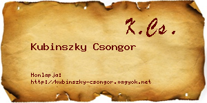 Kubinszky Csongor névjegykártya